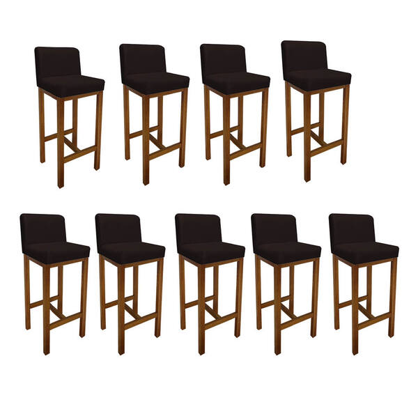 Kit 09 Banqueta Alta Com Encosto Aila Cozinha Balcão Bistrô B