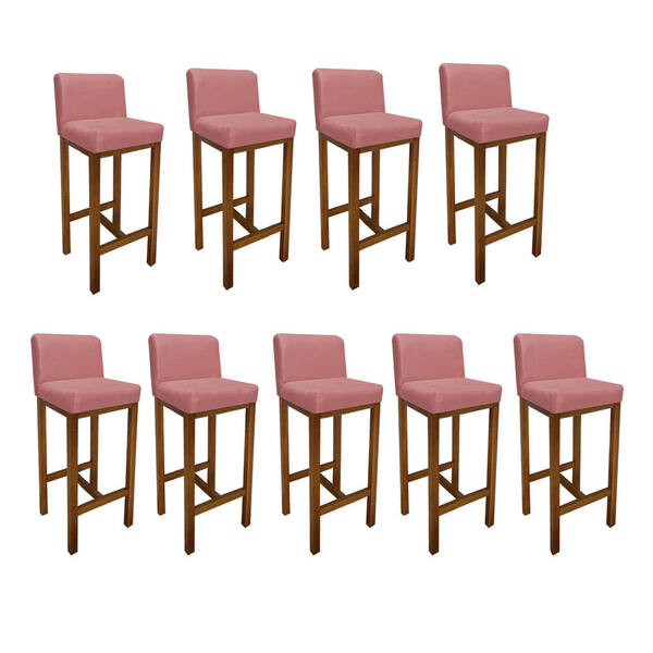Kit 09 Banqueta Alta Com Encosto Aila Cozinha Balcão Bistrô B