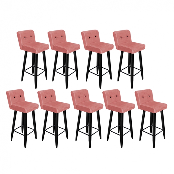 Kit 09 Banqueta Alta Com Encosto Lana Cozinha Balcão Bistrô P