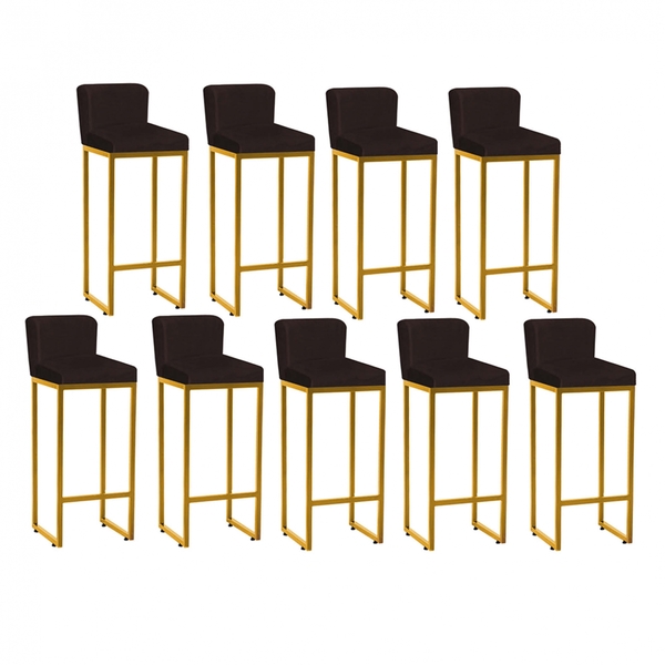 Kit 09 Banqueta Alta Com Encosto Lucca Industrial Cozinha Bal