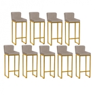 Kit 09 Banqueta Alta Com Encosto Lucca Industrial Cozinha Bal