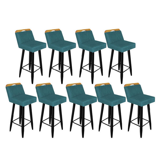 Kit 09 Banqueta Alta Encosto Lith Para Cozinha Bar Balcão Bis