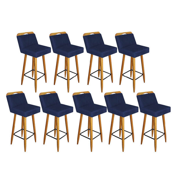 Kit 09 Banqueta Alta Encosto Lith Para Cozinha Bar Balcão Bis