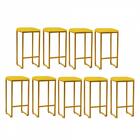 Kit 09 Banqueta Alta Industrial Balcão Bistrô Ferro Dourado
