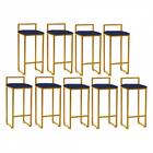 Kit 09 Banqueta Alta Industrial Balcão Bistrô Ferro Dourado