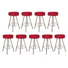 Kit 09 Banqueta Alta Laisa Bronze Corino Vermelho