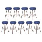 Kit 09 Banqueta Alta Laisa Bronze Suede Azul Marinho