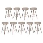 Kit 09 Banqueta Alta Laisa Bronze Suede Bege