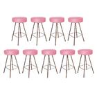 Kit 09 Banqueta Alta Laisa Bronze Suede Rose Gold