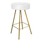 Kit 09 Banqueta Alta Laisa Dourado Corino Branco