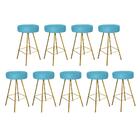 Kit 09 Banqueta Alta Laisa Dourado Suede Azul Turquesa