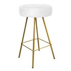 Kit 09 Banqueta Alta Laisa Dourado Suede Branco