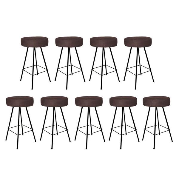 Kit 09 Banqueta Alta Laisa Preto Corino Marrom