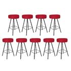 Kit 09 Banqueta Alta Laisa Preto Suede Vermelho