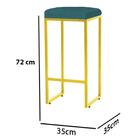 Kit 09 Banqueta Alta Lara Ferro Dourado Suede Azul Turquesa