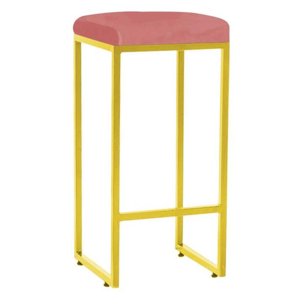 Kit 09 Banqueta Alta Lara Ferro Dourado Suede Rose Gold