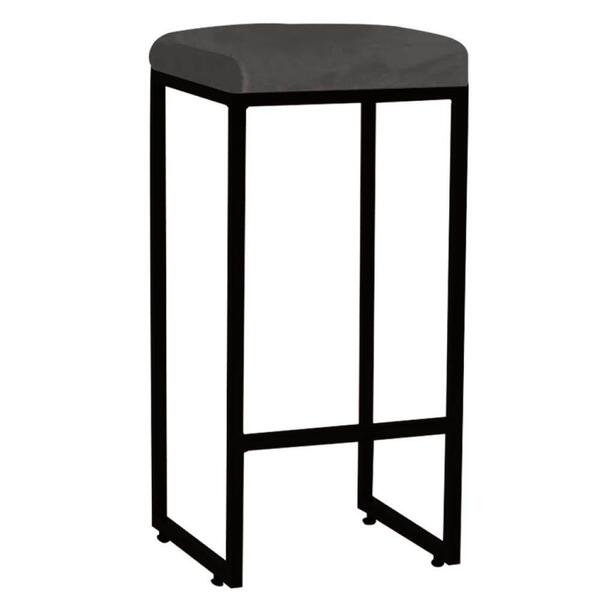 Kit 09 Banqueta Alta Lara Ferro Preto Corino Cinza