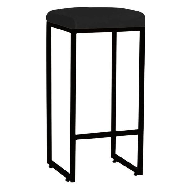 Kit 09 Banqueta Alta Lara Ferro Preto Corino Preto