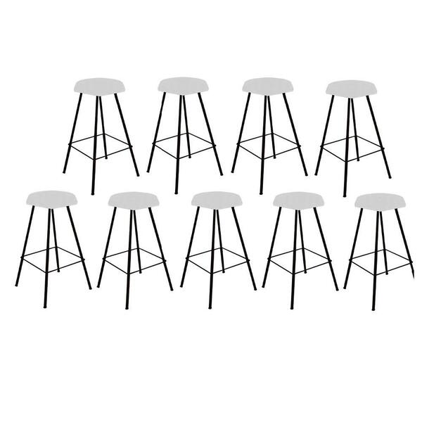 Kit 09 Banqueta Alta Lari Eiffel Preto Branco