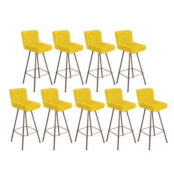 Kit 09 Banqueta Alta Lexi Com Encosto Bronze Amarelo