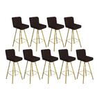 Kit 09 Banqueta Alta Lexi Dourado Corino Marrom