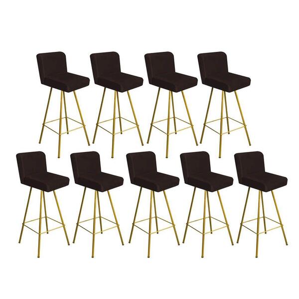 Kit 09 Banqueta Alta Lexi Dourado Suede Marrom