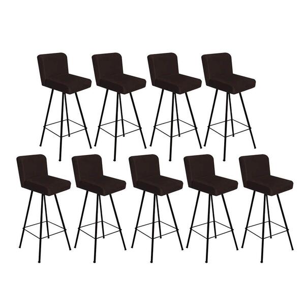 Kit 09 Banqueta Alta Lexi Preto Corino Marrom