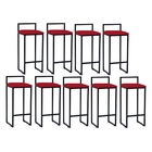 Kit 09 Banqueta Alta Lina Industrial Cozinha Bar Balcão Bistr