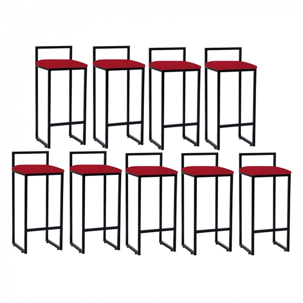 Kit 09 Banqueta Alta Lina Industrial Cozinha Bar Balcão Bistr