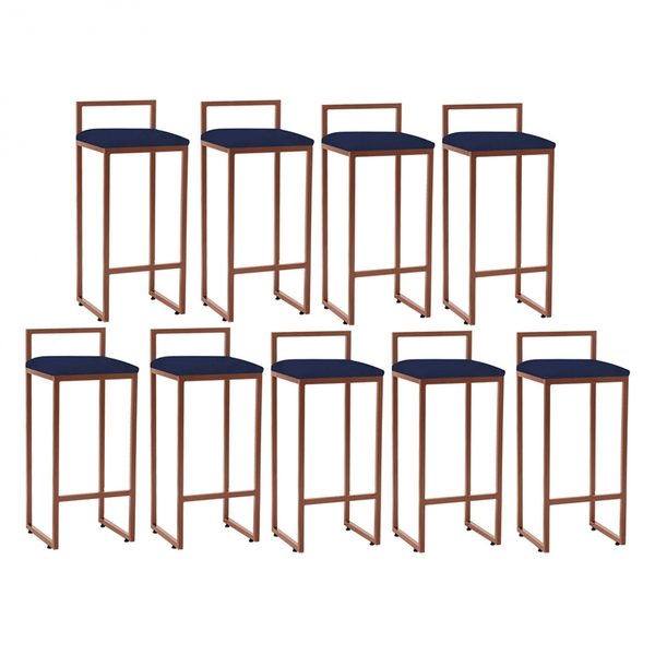 Kit 09 Banqueta Alta Lina Industrial Cozinha Bar Balcão Bistr