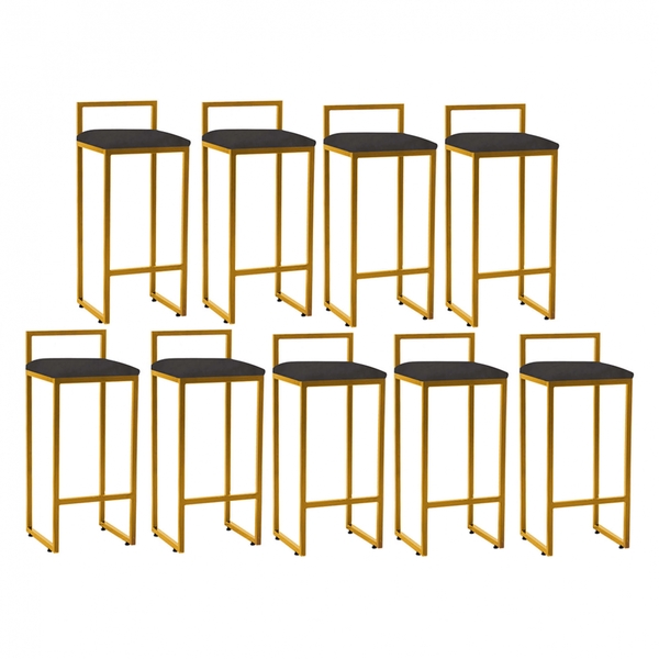 Kit 09 Banqueta Alta Lina Industrial Cozinha Bar Balcão Bistr