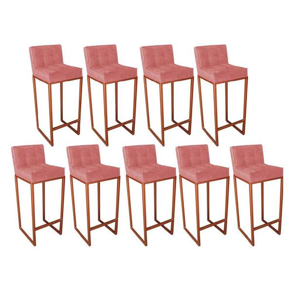 Kit 09 Banqueta Alta Linne Bronze Suede Rose Gold