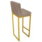 Kit 09 Banqueta Alta Linne Dourado Corino Bege