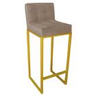 Kit 09 Banqueta Alta Linne Dourado Corino Bege