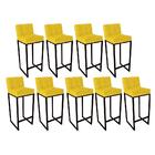 Kit 09 Banqueta Alta Linne Preto Suede Amarelo