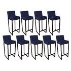 Kit 09 Banqueta Alta Linne Preto Suede Azul Marinho