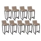 Kit 09 Banqueta Alta Linne Preto Suede Bege