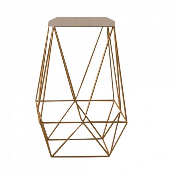 Kit 09 Banqueta Alta Lolli Dourado Suede Bege