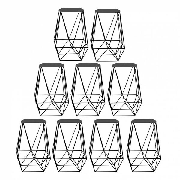 Kit 09 Banqueta Alta Lolli Preto Suede Cinza