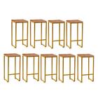 Kit 09 Banqueta Alta Lua Industrial Bistrô Ferro Dourado