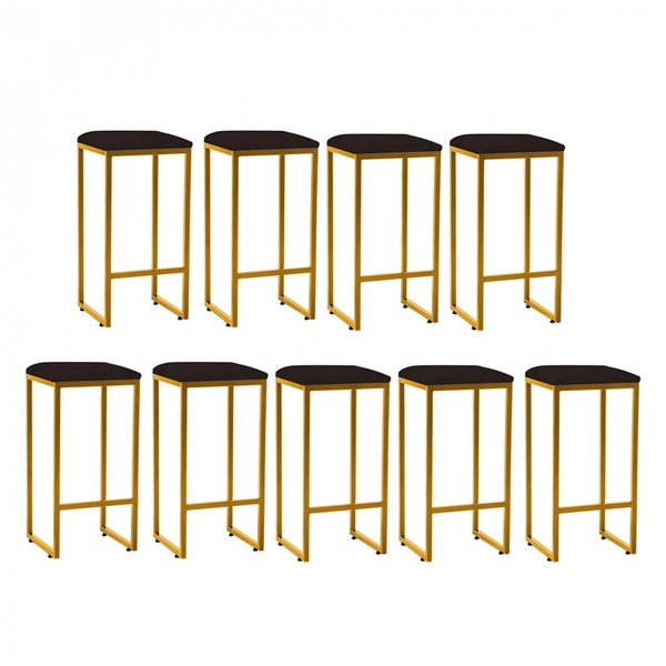 Kit 09 Banqueta Alta Lua Industrial Cozinha Bar Balcão Bistrô