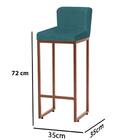 Kit 09 Banqueta Alta Lucca Ferro Bronze Suede Azul Turquesa