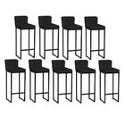 Kit 09 Banqueta Alta Lucca Ferro Preto Botão Corino Preto