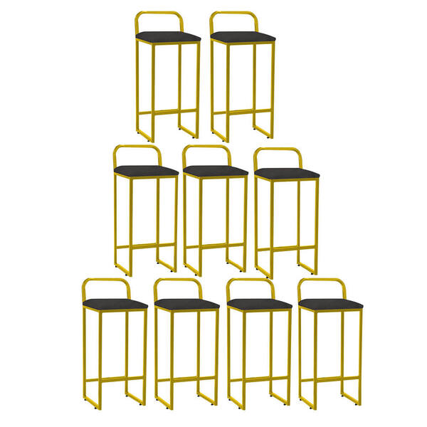 Kit 09 Banqueta Alta Luffi Com Encosto Cozinha Bar Balcão Bis