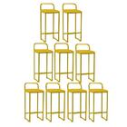 Kit 09 Banqueta Alta Luffi Com Encosto Dourado Amarelo