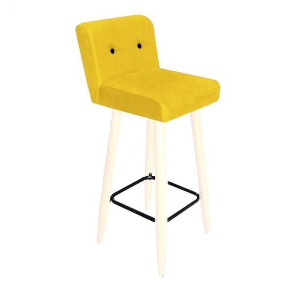 Kit 09 Banqueta Alta Palito Branco Amarelo