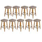 Kit 09 Banqueta Alta Quadrado Luma Corino Bege