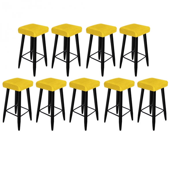 Kit 09 Banqueta Alta Quadrado Luma Para Cozinha Bar Balcão Bi