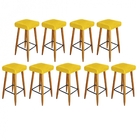 Kit 09 Banqueta Alta Quadrado Luma Para Cozinha Bar Balcão Bi