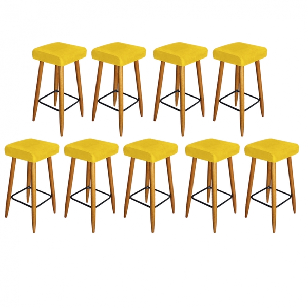 Kit 09 Banqueta Alta Quadrado Luma Para Cozinha Bar Balcão Bi